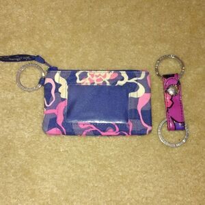 Vera Bradley ID Wallet Card Holder Keychain
